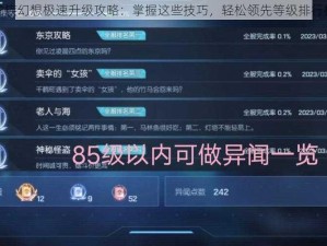 龙族幻想极速升级攻略：掌握这些技巧，轻松领先等级排行榜