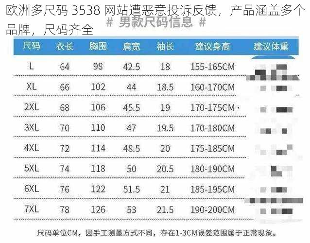 欧洲多尺码 3538 网站遭恶意投诉反馈，产品涵盖多个品牌，尺码齐全