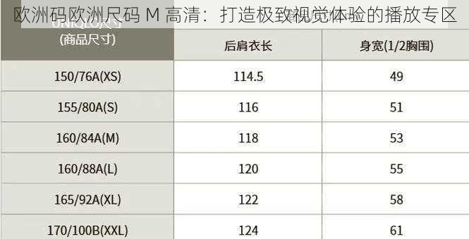 欧洲码欧洲尺码 M 高清：打造极致视觉体验的播放专区