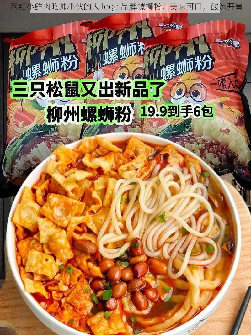 网红小鲜肉吃帅小伙的大 logo 品牌螺蛳粉，美味可口，酸辣开胃