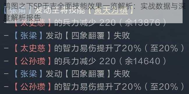 鸿图之下SP于吉全面技能效果一览解析：实战数据与深度解析报告