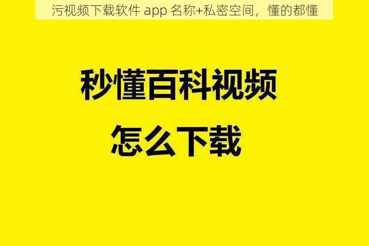 污视频下载软件 app 名称+私密空间，懂的都懂