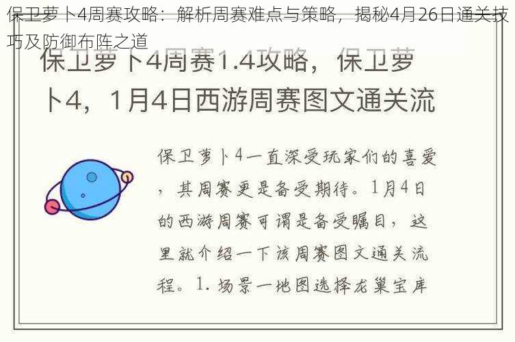 保卫萝卜4周赛攻略：解析周赛难点与策略，揭秘4月26日通关技巧及防御布阵之道