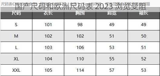 国产尺码和欧洲尺码表 2023 浏览受阻